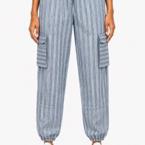 Vertical Stripe Cargo Jogger Pants