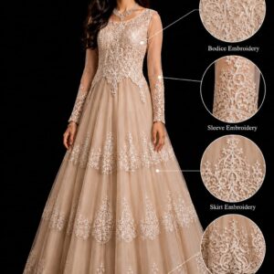 Embroidered Full Sleeve Maxi Gown