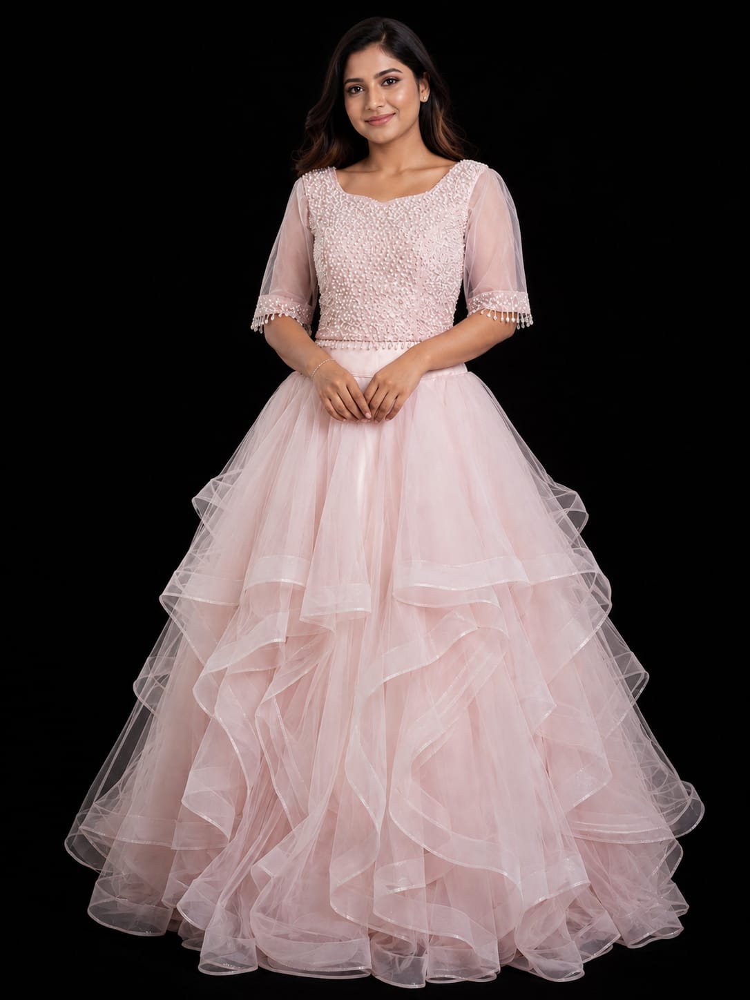 Ruffle Lehenga Gown