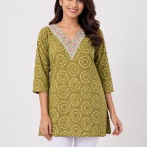Printed V-Neck Kurti