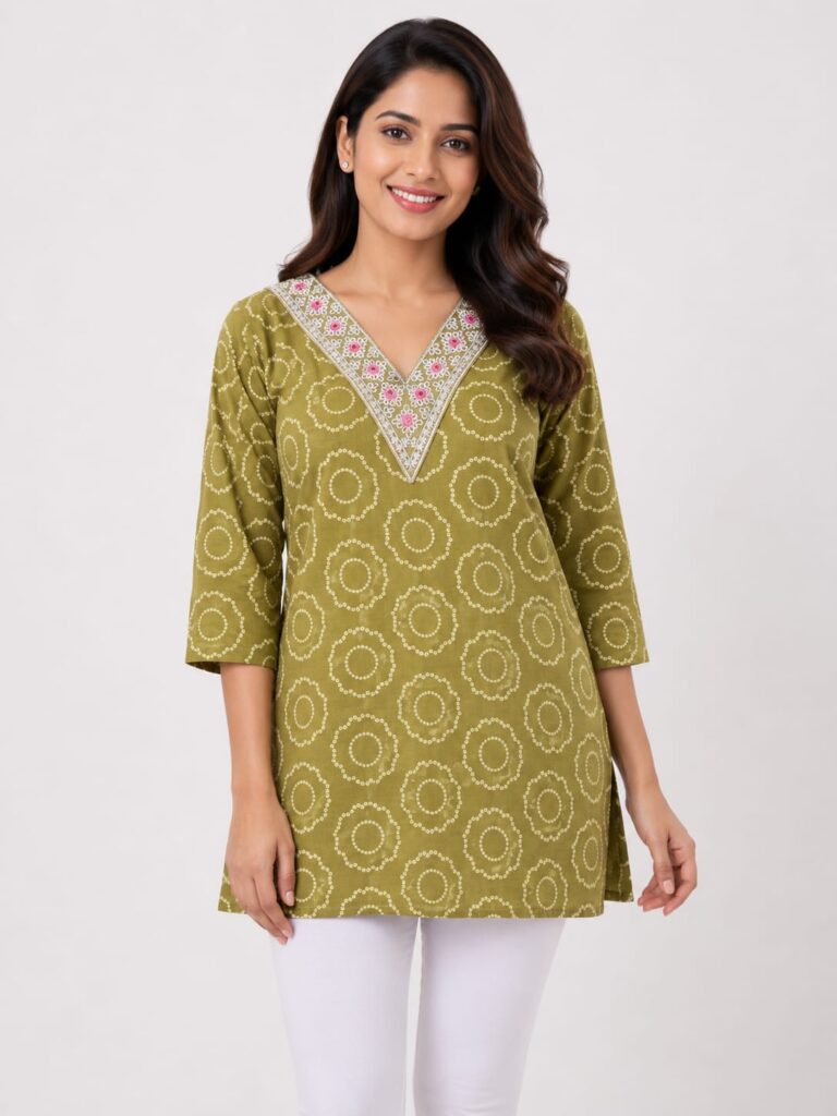 Printed V-Neck Kurti
