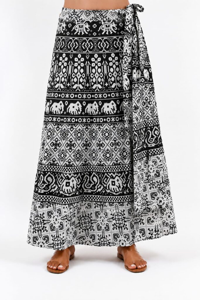 Elephant Print Wrap Skirt
