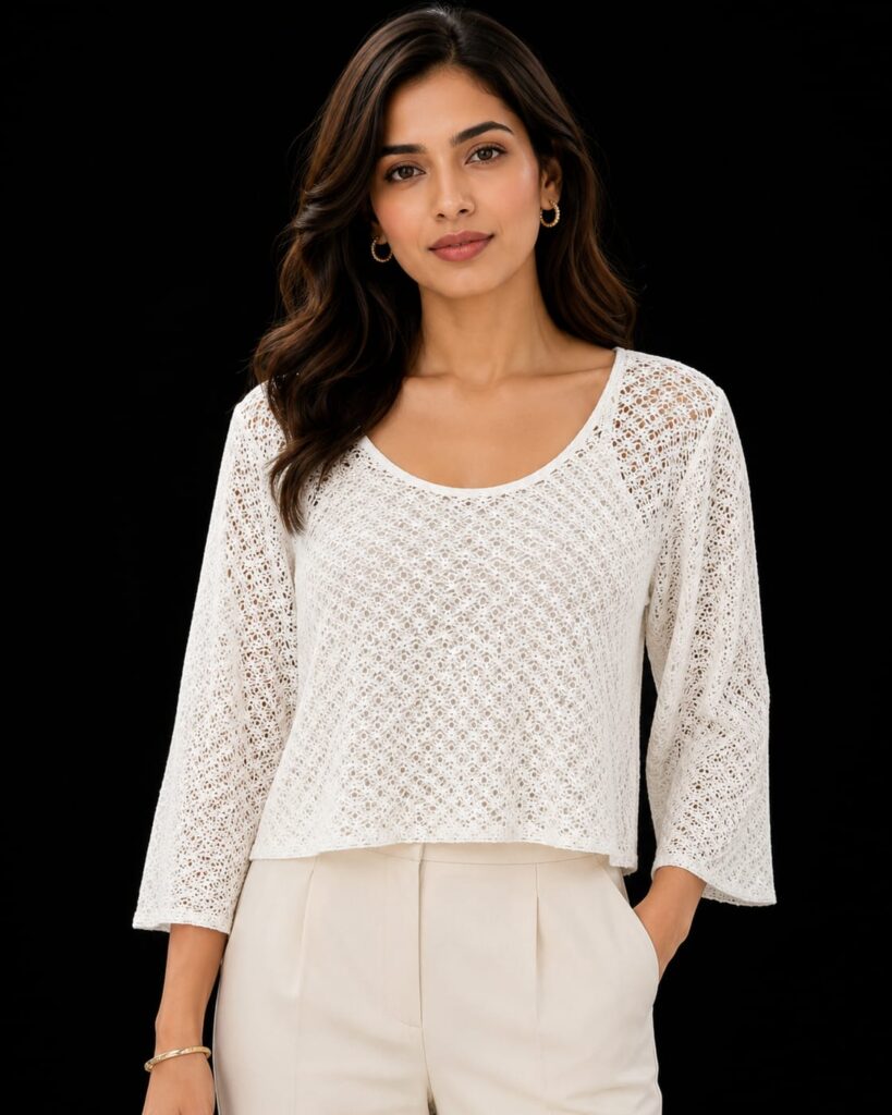 Crochet Lace Round Neck Top