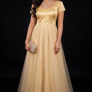 Layered Net Tulle Gown