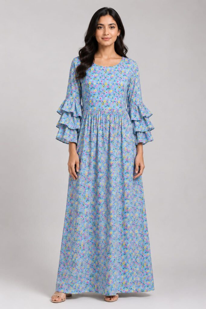 Ditsy Floral Fit And Flare Maxi Dress