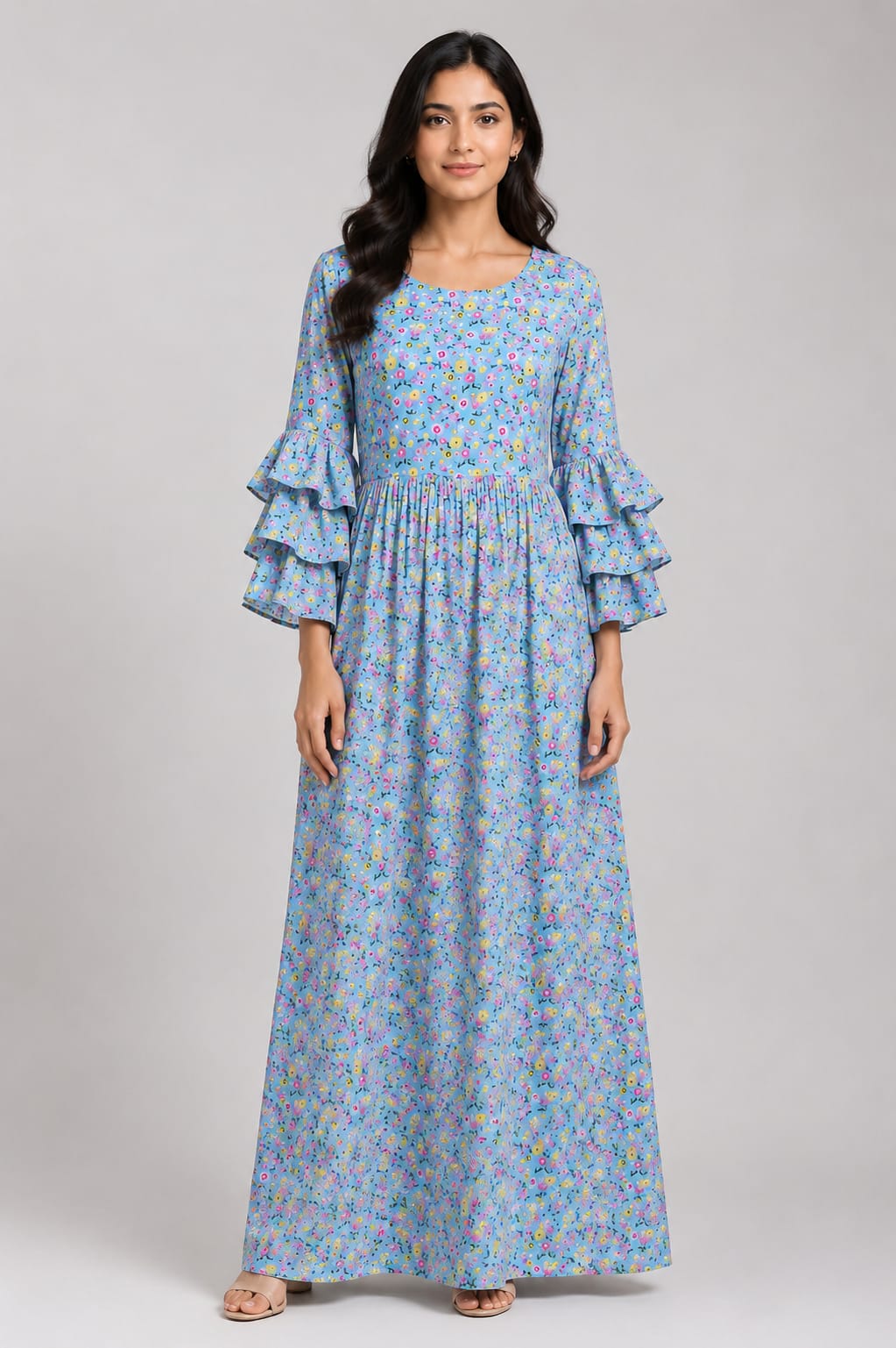 Ditsy Floral Fit And Flare Maxi Dress