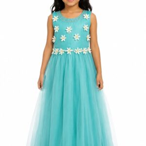 Girls Floral Embellished A-Line Gown