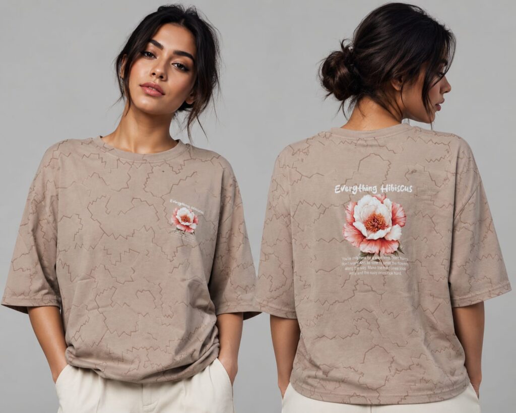Oversized Hibiscus Graphic T-Shirt