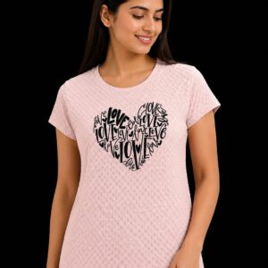 Textured Heart Print T-Shirt