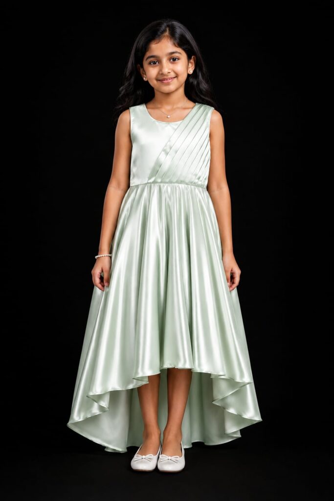 Girls Satin High-Low Gown