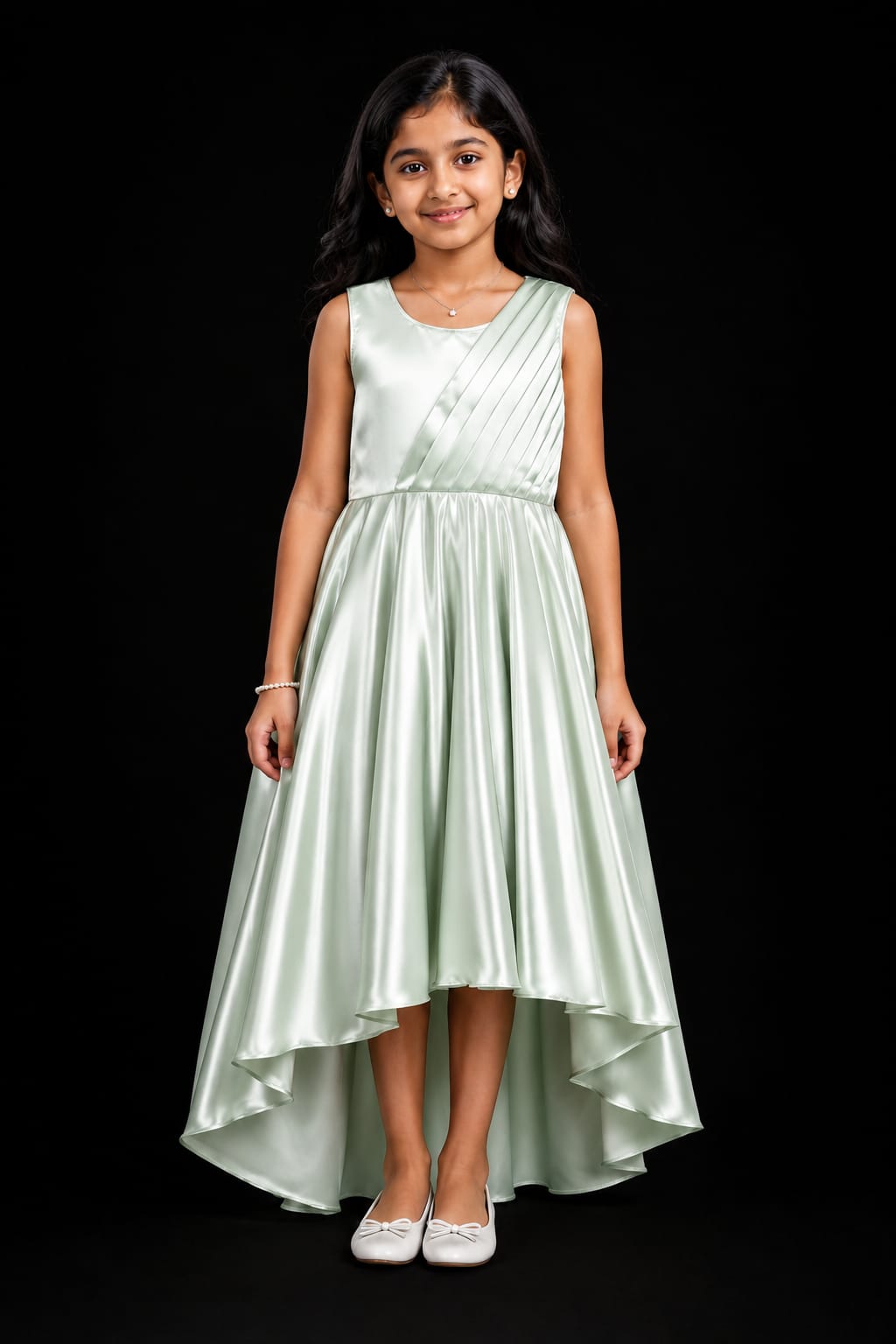 Girls Satin High-Low Gown