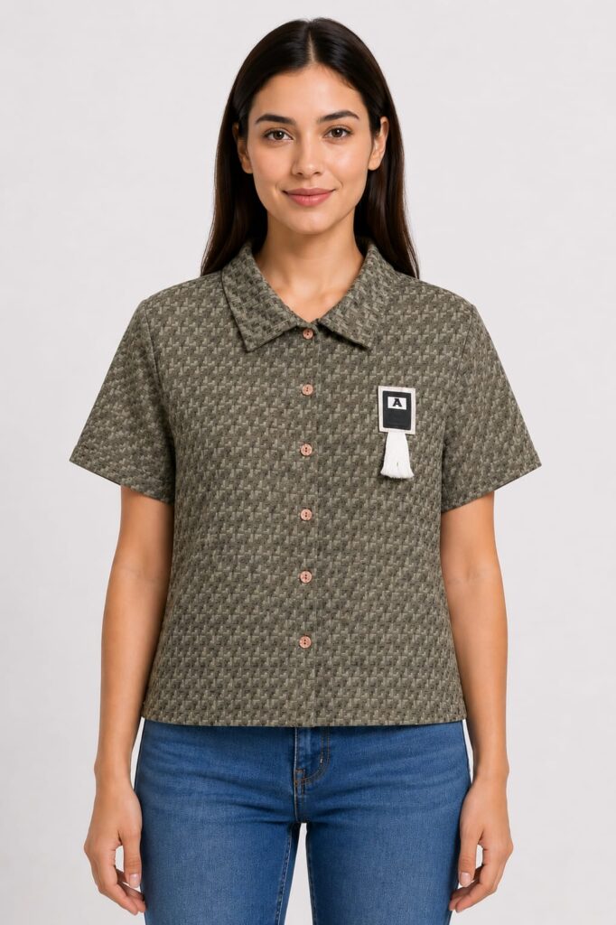Girls Short Sleeve Button Shirt