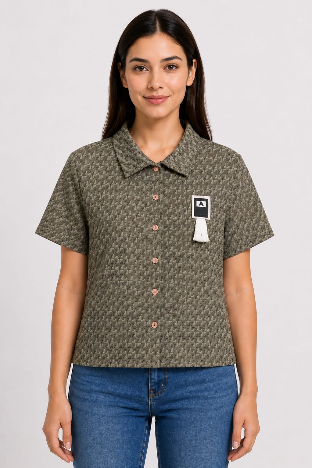 Girls Short Sleeve Button Shirt