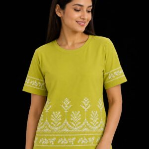 Embroidered Round Neck T-Shirt