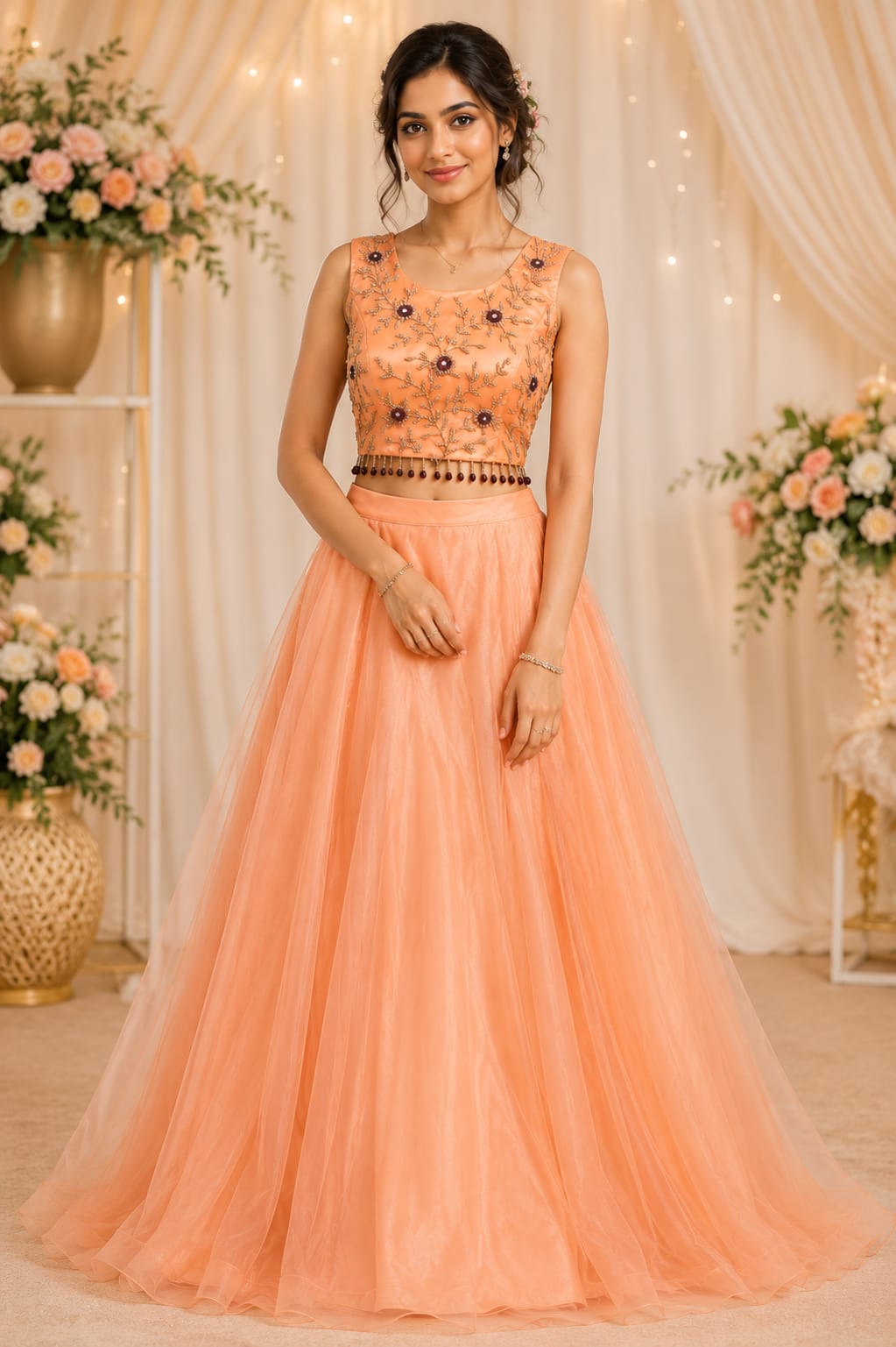 Girls Embroidered Lehenga Choli Set