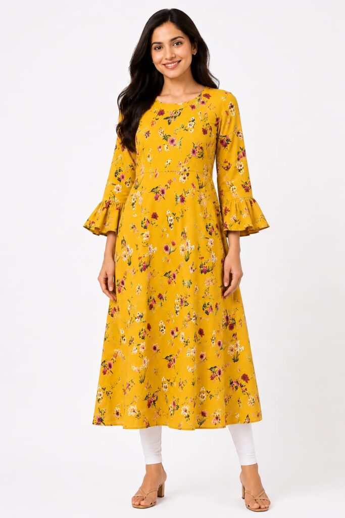 Floral Print A-Line Kurta