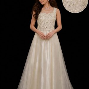 Sleeveless Illusion Neck Maxi Gown