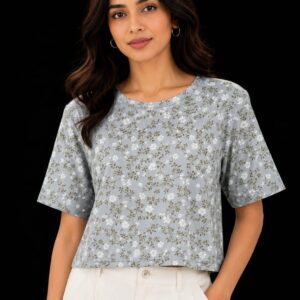 Floral Print Boxy Crop Top