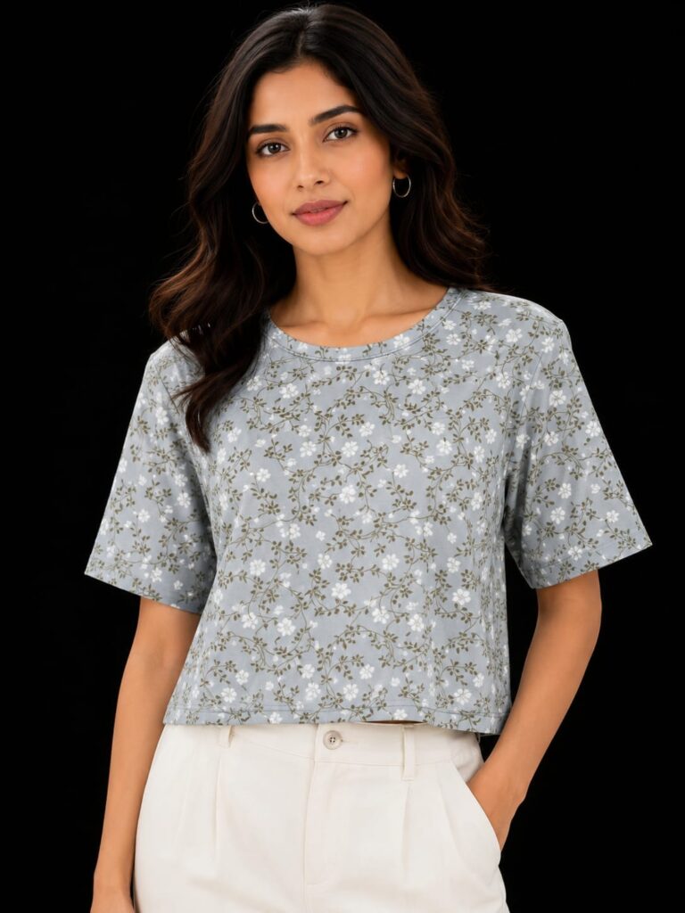 Floral Print Boxy Crop Top