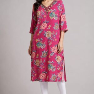 Floral Print Straight Cut Kurta