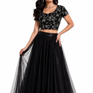 Embroidered Bodice Net Skirt Set