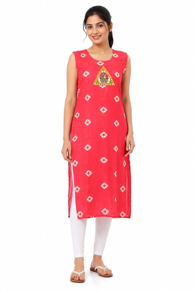 Ethnic Sleeveless Straight Kurti
