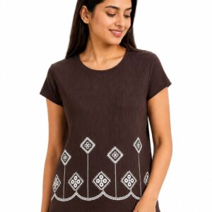 Ribbed Embroidered T-Shirt