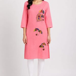 Umbrella Print Straight Kurta