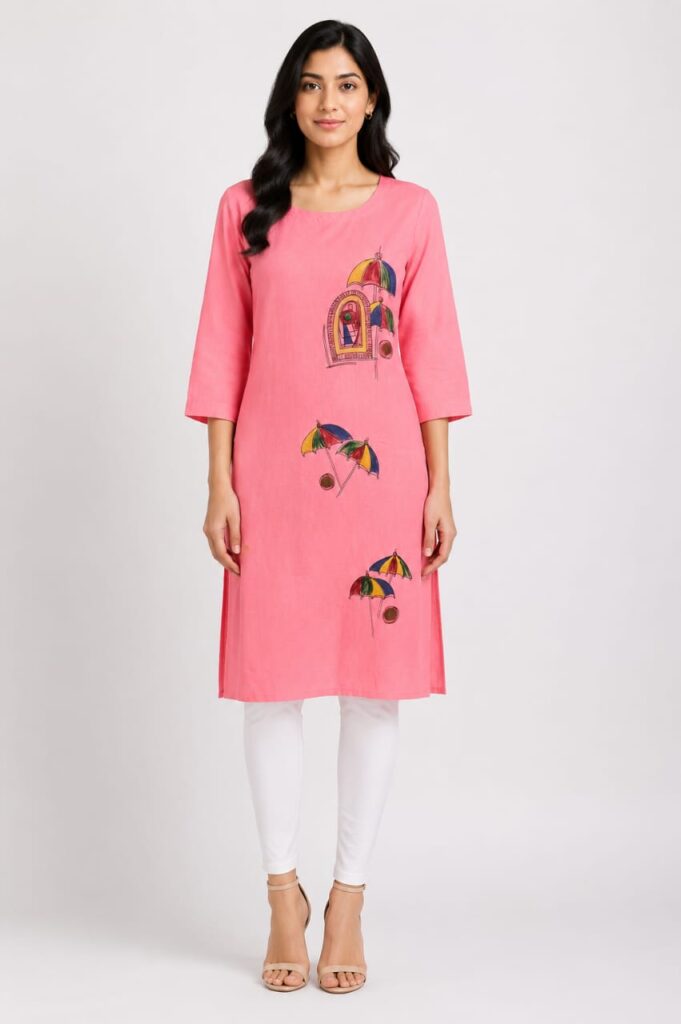 Umbrella Print Straight Kurta