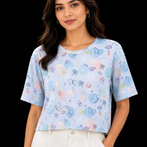 Printed Boxy Crop T-Shirt