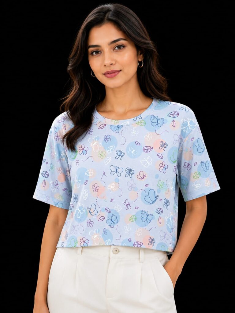 Printed Boxy Crop T-Shirt