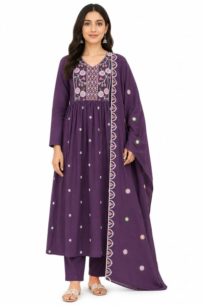 Embroidered Anarkali Kurta Set