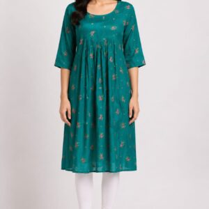 Floral Print A-Line Gathered Kurta