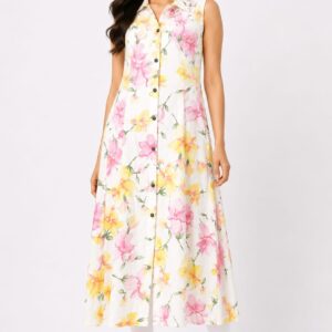 Floral Sleeveless Shirt Dress
