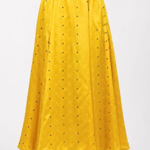 Mustard Dotted Satin Flared Skirt